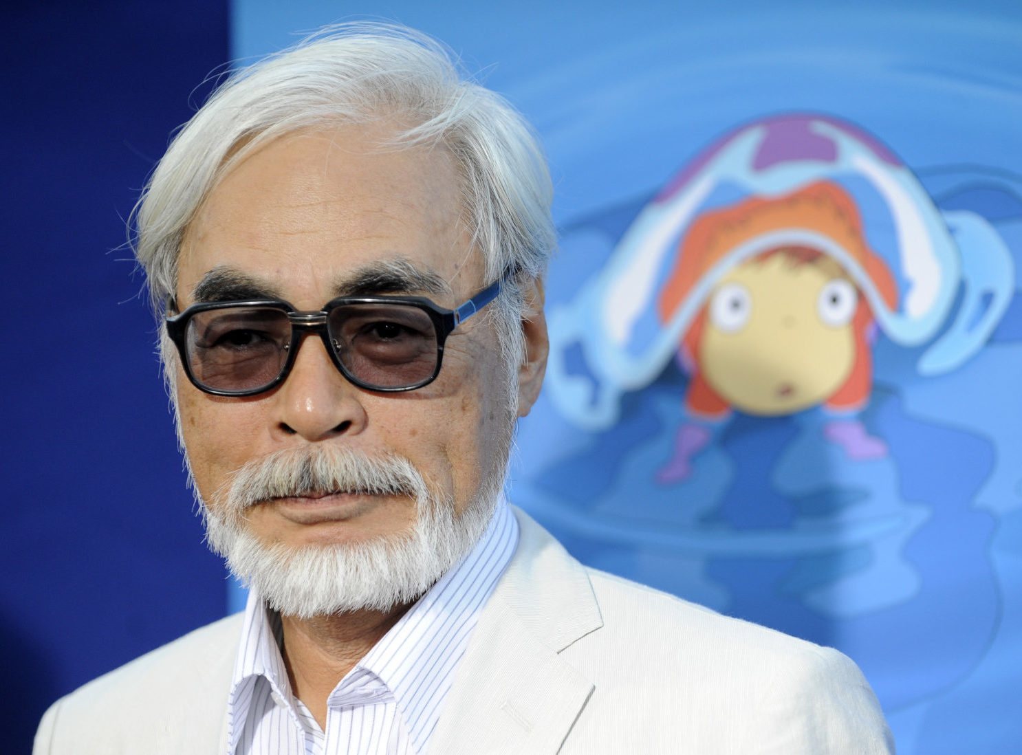 Hayao Miyazaki of Japan, director of the animated film "Ponyo," poses at a special screening of the film in Los Angeles, Monday, July 27, 2009. (AP Photo/Chris Pizzello)